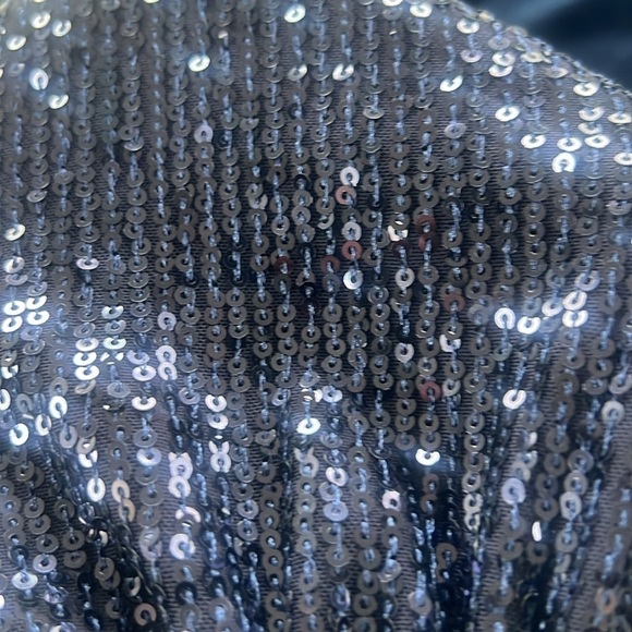 NWT Alex Evenings Sz M Formal Navy Blue Velvet Top with Sequin Long Sleeves - Picture 11 of 16